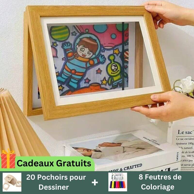 cadre dessin enfant bois naturel