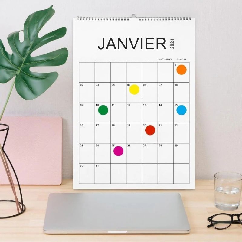 gommettes rondes calendrier organisation