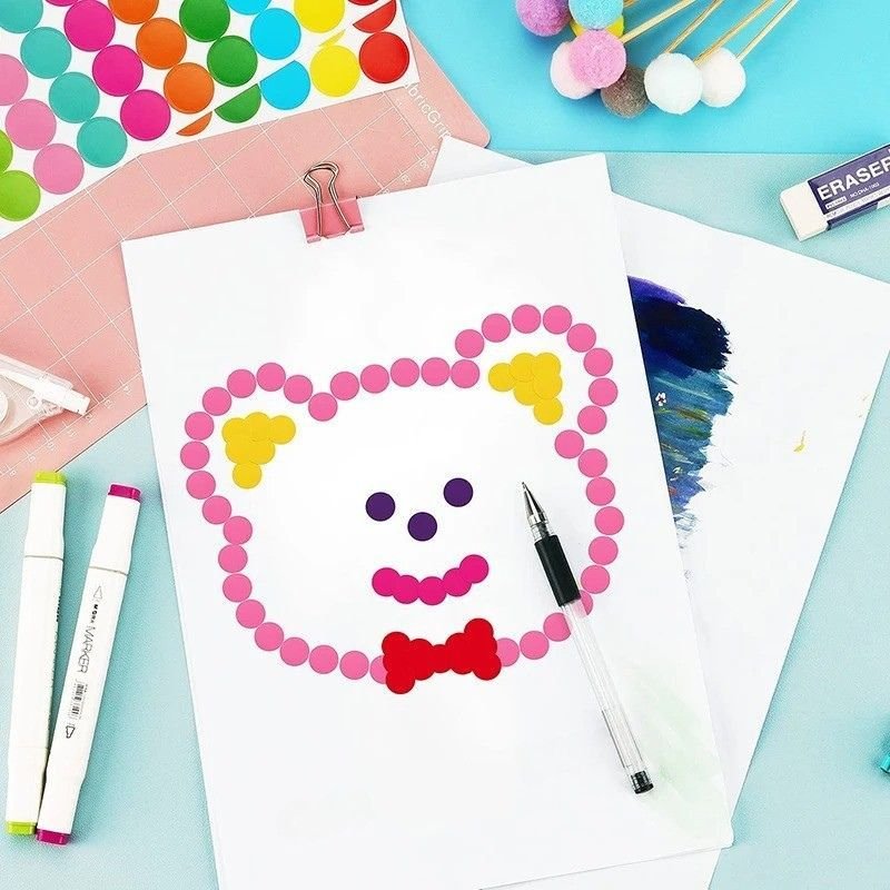 gommettes rondes dessin petit ours