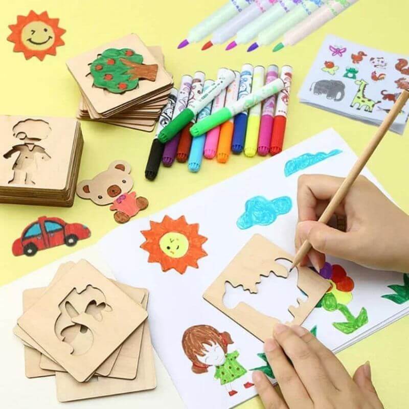 pochoir pour dessiner motricite et ecriture