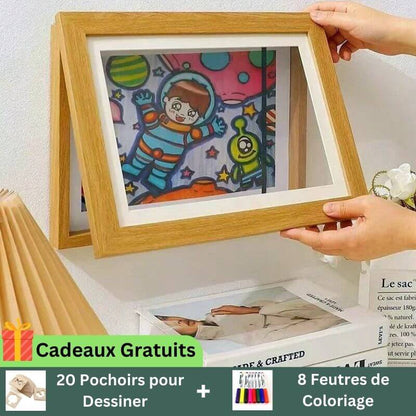cadre dessin enfant bois naturel