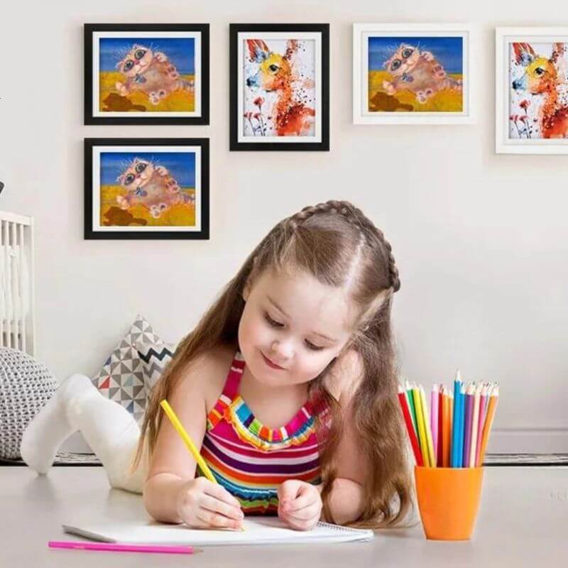 Tableau Toile Impression Pour Chambre D'enfant - Crayons De Couleur - Triptyque Prêt à Accrocher